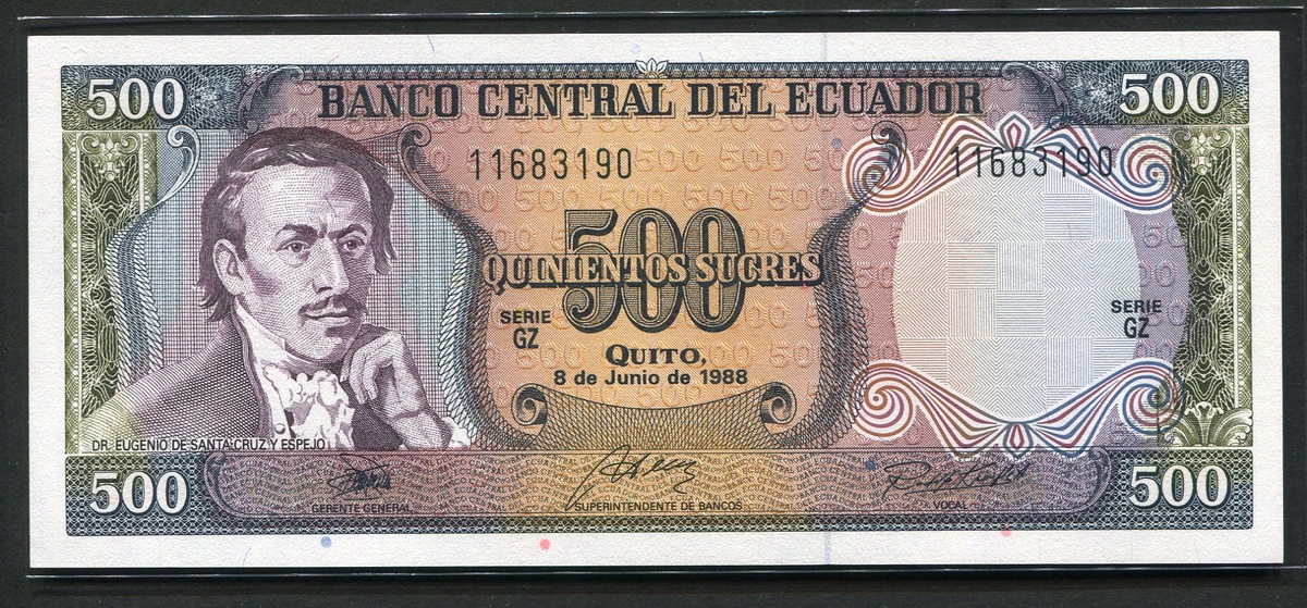 에콰도르 Ecuador 1988 500 Sucres P124A 미사용