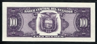 에콰도르 Ecuador 1990 100 Sucres,P123, 미사용