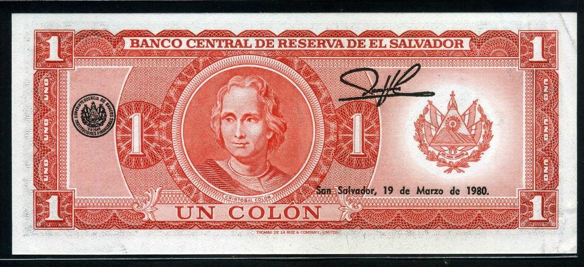 엘살바도르 El Salvador 1977 1 Colon, P125a, 준미사용