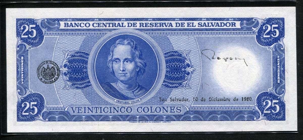 엘살바도르 El Salvador 1980 25 Colones,P130b, 미사용