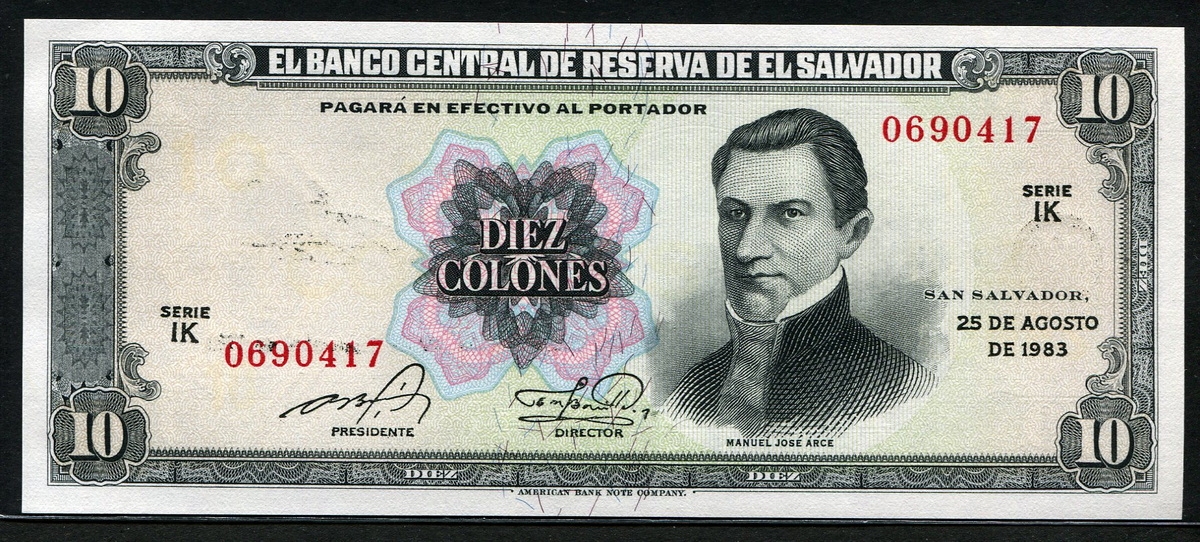 엘살바도르 El Salvador 1983 10 Colones, P135a, 미사용