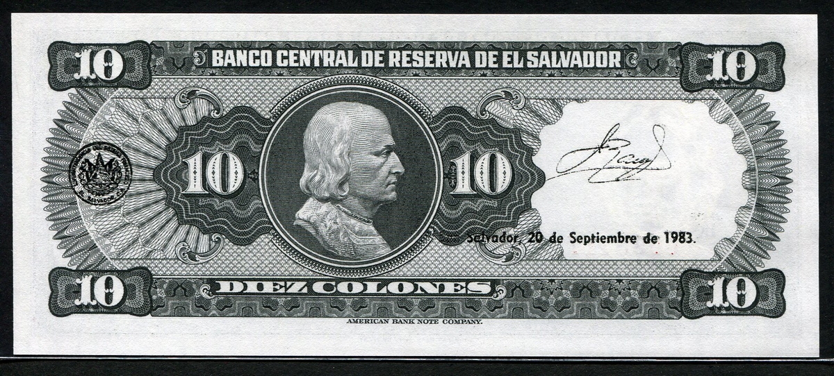 엘살바도르 El Salvador 1983 10 Colones, P135a, 미사용