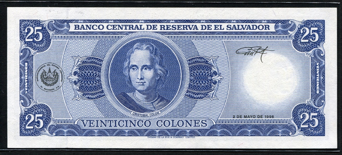 엘살바도르 El Salvador 1996 25 Colones,P142, 미사용