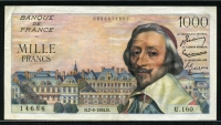 프랑스 France 1953-1956(1955) 1000 Francs,P134a 미품