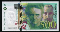 프랑스 France 1994 500 Francs, P160a, 퀴리 부인, 미사용+