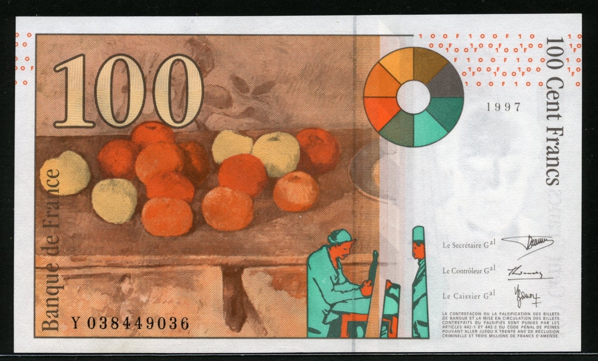 프랑스 France 1997 100 Francs,P158, 미사용