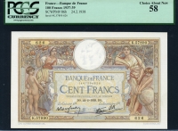 프랑스 Francs 1937-1939 100 Francs P86b PCGS 58 준미사용