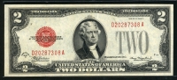 미국 1928년 D 행운의 2달러 레드실 준미사용