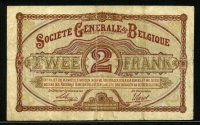 벨기에 Belgium 1915-1918 2 Francs P87 보품-미품