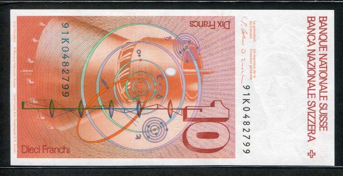 스위스 Switzerland 1991 10 Franken,P53j, 미사용