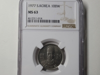 한국은행 1977년 100원 NGC MS 63 미사용