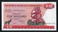 짐바브웨 Zimbabwe 1983,10 Dollars, P3d, 미사용+