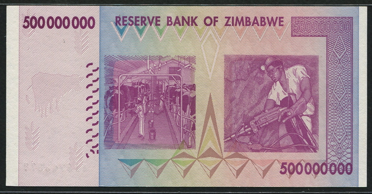 짐바브웨 Zimbabwe 2008 500 Million Dollars, 5억달러, P82, 미사용