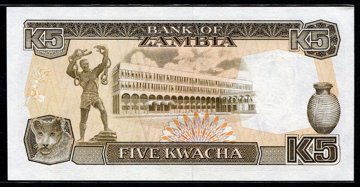 잠비아 Zambia 1989 5 Kwacha,P30, 미사용