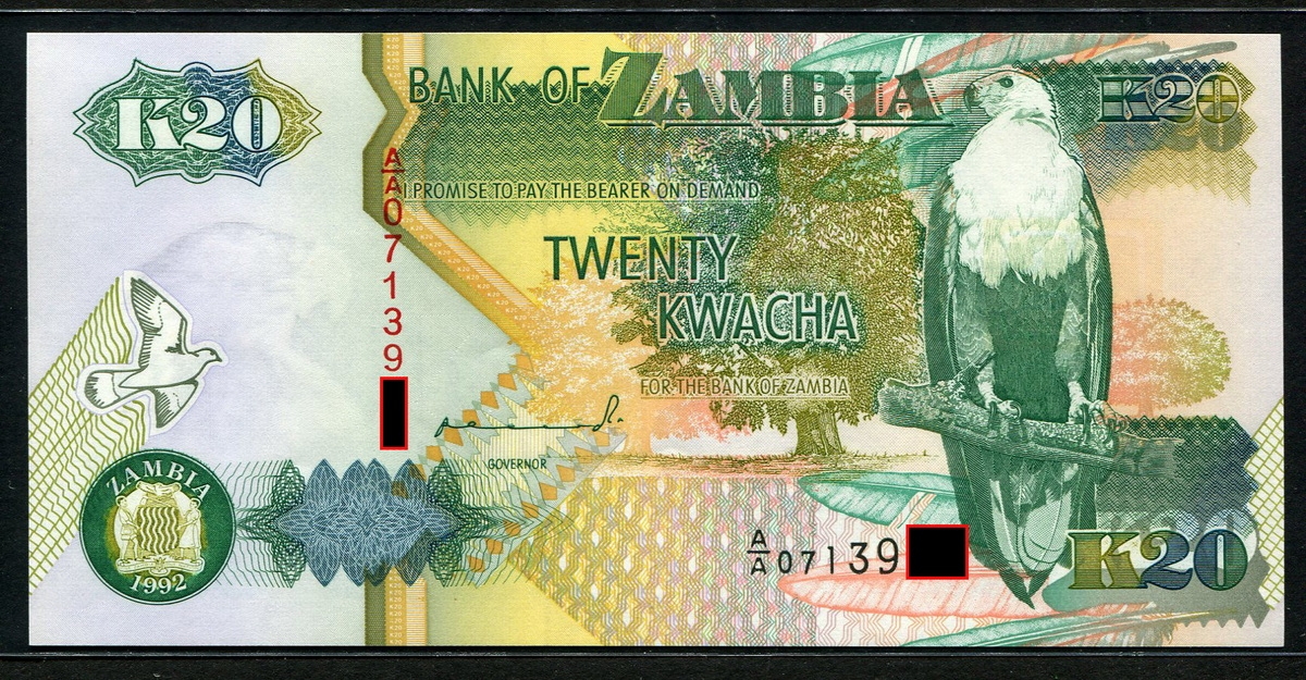 잠비아 Zambia 1992 20 Kwacha, ,P36 미사용