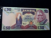 잠비아 Zambia 1986-1988 50 Kwacha, P28, 연번 100장 미사용