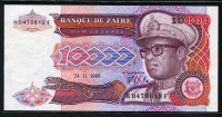 자이르 Zaire 1989,10000 Zaires, P38, 미사용