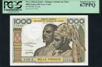 서아프리카 West African States 1959-1965 1000 Francs P103Ak PCGS 67 PPQ 퍼펙트 완전미사용