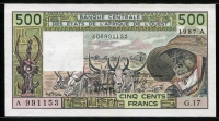 서아프리카 West African States 1987 500 Francs, P106Ak, 미사용