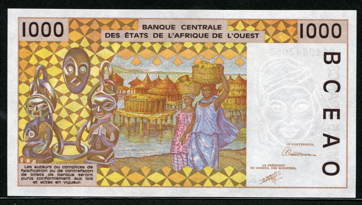 서아프리카 West African States 1991 1000 Francs, P711Ka, 미사용