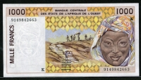 서아프리카 West African States 1991 1000 Francs, P711Ka, 미사용