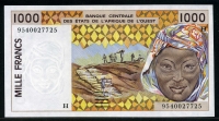 서아프리카 West African States 1995 1000 Francs, P611He, 미사용