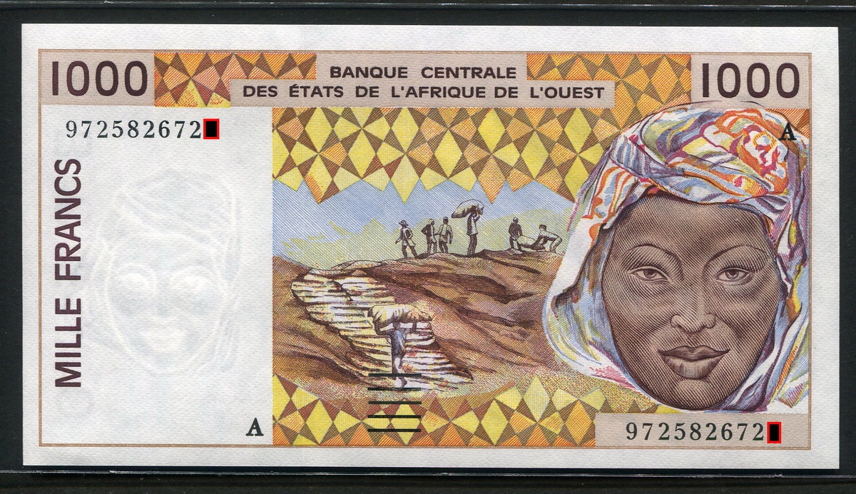 서아프리카 West African States 1997 1000 Francs, P111Ag, 미사용