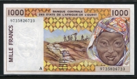 서아프리카 West African States 1997 1000 Francs, P111Ag, 미사용