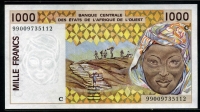 서아프리카 West African States 1999 1000 Francs,P211Bj, 미사용