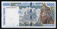 서아프리카 West African States 2002 5000 Francs,P213Bl, 미사용