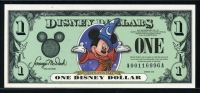 미국 2001 1 Disney Dollar DIS74 디즈니 월드, 마법사 미키, 디즈니랜드 미사용