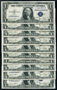 미국 1935년 D 블루실 1달러 연번 10장 미사용