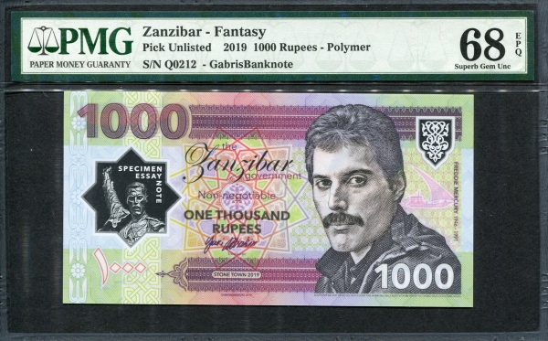 잔지바르 Zanzibar 2019 1000 Rupees, 가브리스 지폐, PMG 68 EPQ 퍼펙트 완전미사용