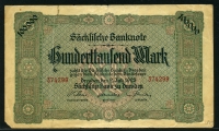 독일 German States 1923 Saxony 100000 Mark S960 보품