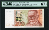 Germany 1996 200 Deutsche Mark P47 PMG 67 EPQ 퍼펙트 완전미사용