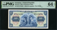독일 Germany Federal Republic 1948 10 Deutsche Mark P5a 💎귀한 1948년판 PMG 64 EPQ 미사용