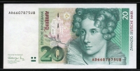 독일 Germany Federal Republic 1991 20 Deutsche Mark,P39a,미사용+