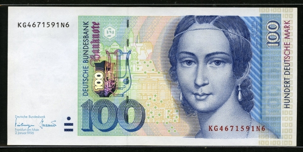 독일 Germany Federal Republic 1996 100 Deutsche Mark,P46, 미사용