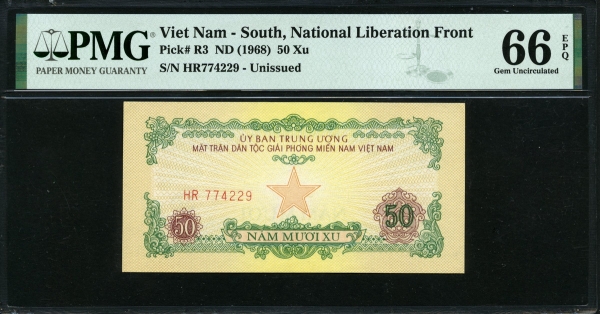 베트남 Viet Nam South 1968 50 Xu R3 PMG 66 EPQ 완전미사용