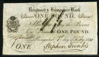 영국 Great Britain 1821 Ringwood & Hampshire Bank 1 Pound 미품