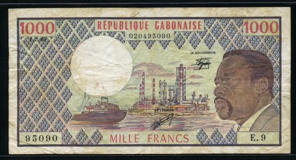 가봉 Gabon 1978 1000 Francs P3d Sign 보품+