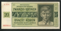 보헤미아 모라비아 Bohemia&Moravia 1944 20 Korun, 통용권 P9a, 미사용- (얼룩)