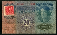 체코슬로바키아 Czechoslovakia 1919(1913), 20 Korun,P2, 미품