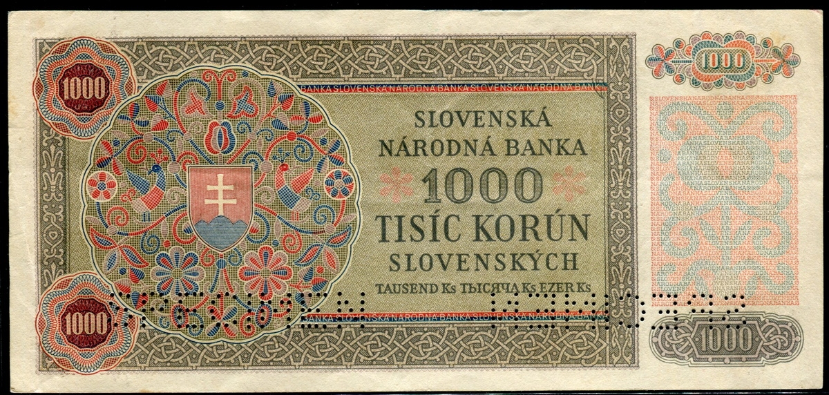 체코슬로바키아 Czechoslovakia 1940(1945) 1000 Korun,P56s,Specimen ,미품