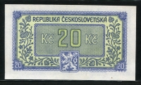 체코슬로바키아 Czechoslovakia 1945,20 Korun,P61a, 천공없음, 미사용-