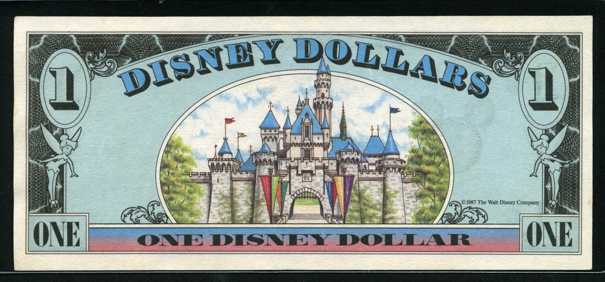 미국 1989년 $1 디즈니 달러 DIS13 디즈니월드 Block D-A 미키,미사용(-) (뒷면 조금만 변색점)