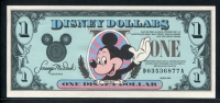 미국 1990년 $1 디즈니 달러 DIS18 디즈니월드 Block D-A 미키,미사용