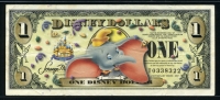 미국 2005년 $1 디즈니 달러 DIS96 디즈니월드 Block T 덤보 사용제(미품)