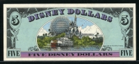 미국 1988년 $5 디즈니 달러 DIS10 디즈니월드 Block D-A,구피(Goofy),준미사용