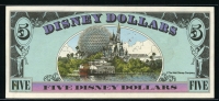 미국 1990년 $5 디즈니 달러 DIS19 디즈니월드 Block D-A,구피(Goofy),미사용
